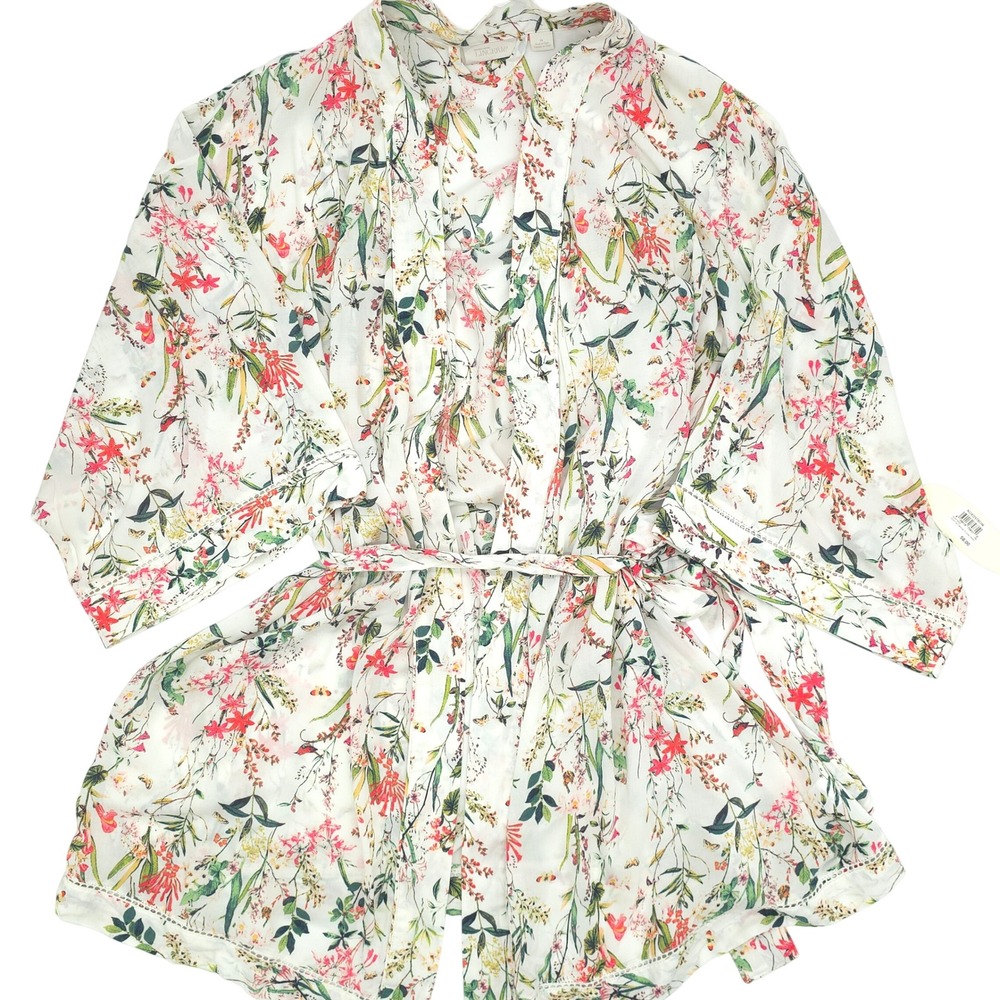 Nordstrom Lingerie Robe & Sleep Shorts Ivory‎ Botanical Floral Print Size XL-NWT